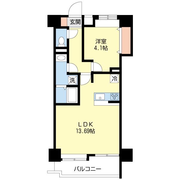 Floor plan. 1LDK, Price 23.8 million yen, Footprint 43.2 sq m , Balcony area 6.79 sq m
