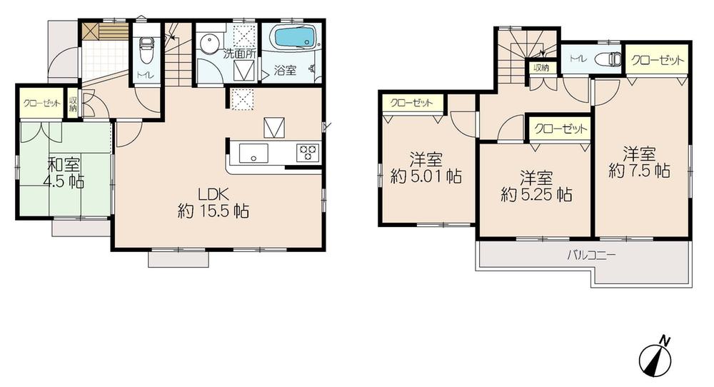 Floor plan. (1 Building), Price 39,800,000 yen, 4LDK, Land area 115 sq m , Building area 91.71 sq m