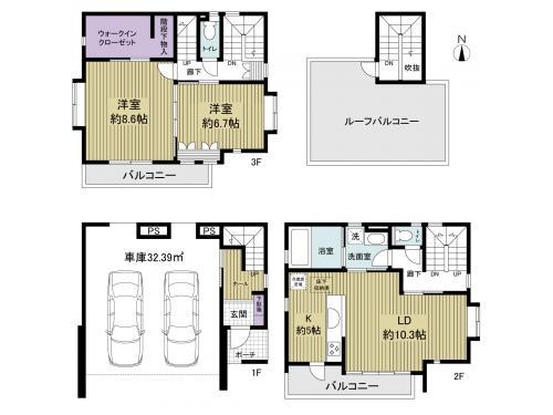 Floor plan. 31 million yen, 2LDK, Land area 68.29 sq m , Building area 133.35 sq m