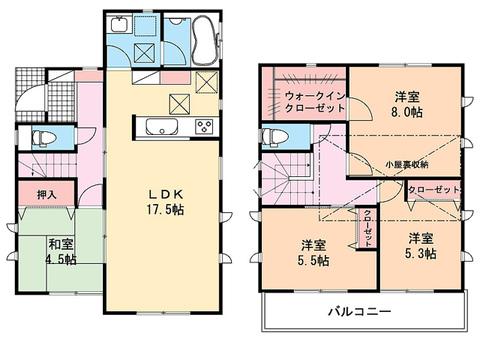 Floor plan. 39,300,000 yen, 4LDK + S (storeroom), Land area 125.06 sq m , Building area 99.7 sq m