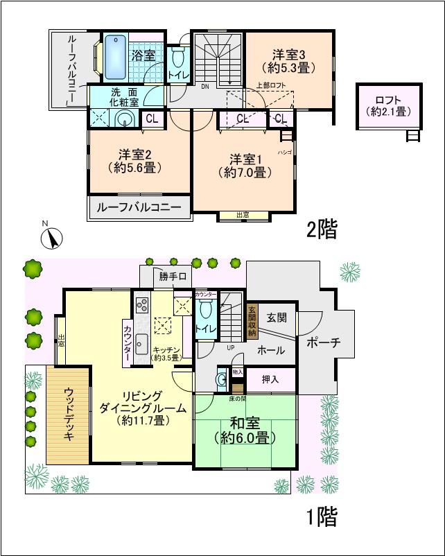 Floor plan. 45 million yen, 4LDK, Land area 115.1 sq m , Building area 93.69 sq m