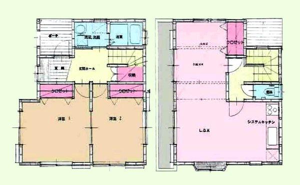 Floor plan. 21,800,000 yen, 2LDK, Land area 86.12 sq m , Building area 76.59 sq m