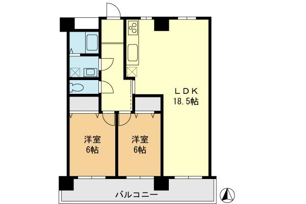 Floor plan. 2LDK, Price 17.8 million yen, Footprint 72.9 sq m , Balcony area 12.47 sq m