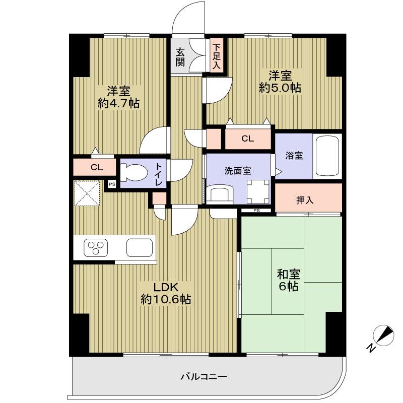 Floor plan. 3LDK, Price 16.8 million yen, Occupied area 58.38 sq m , Balcony area 7.15 sq m