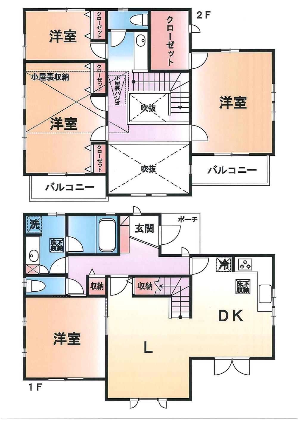 Floor plan. 69,800,000 yen, 4LDK, Land area 163.51 sq m , Building area 128.76 sq m