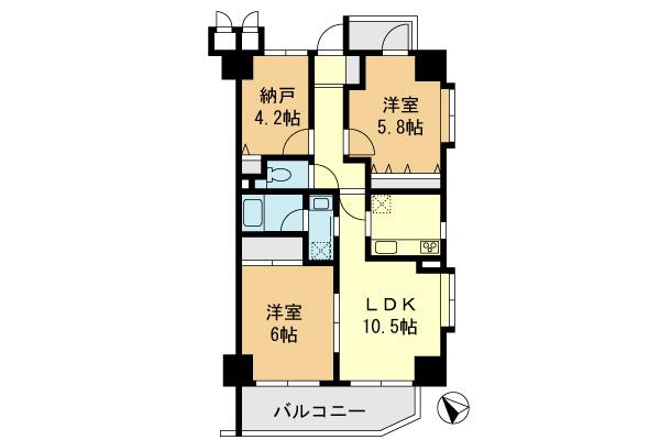 Floor plan. 2LDK+S, Price 12.5 million yen, Occupied area 57.92 sq m , Balcony area 9.32 sq m