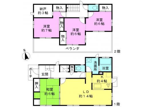 Floor plan. 46,300,000 yen, 4LDK, Land area 253.65 sq m , Building area 118.34 sq m