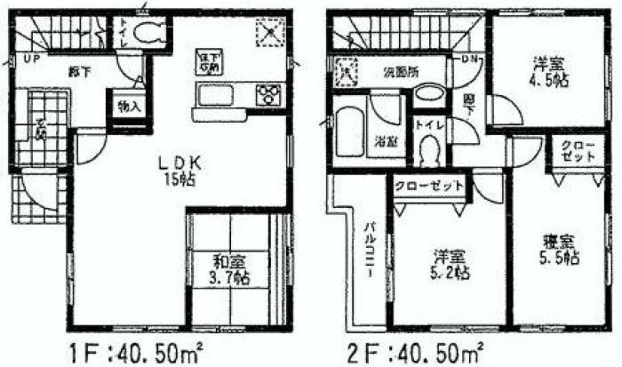 Floor plan. (Building 2), Price 33,800,000 yen, 4LDK, Land area 100.26 sq m , Building area 81 sq m