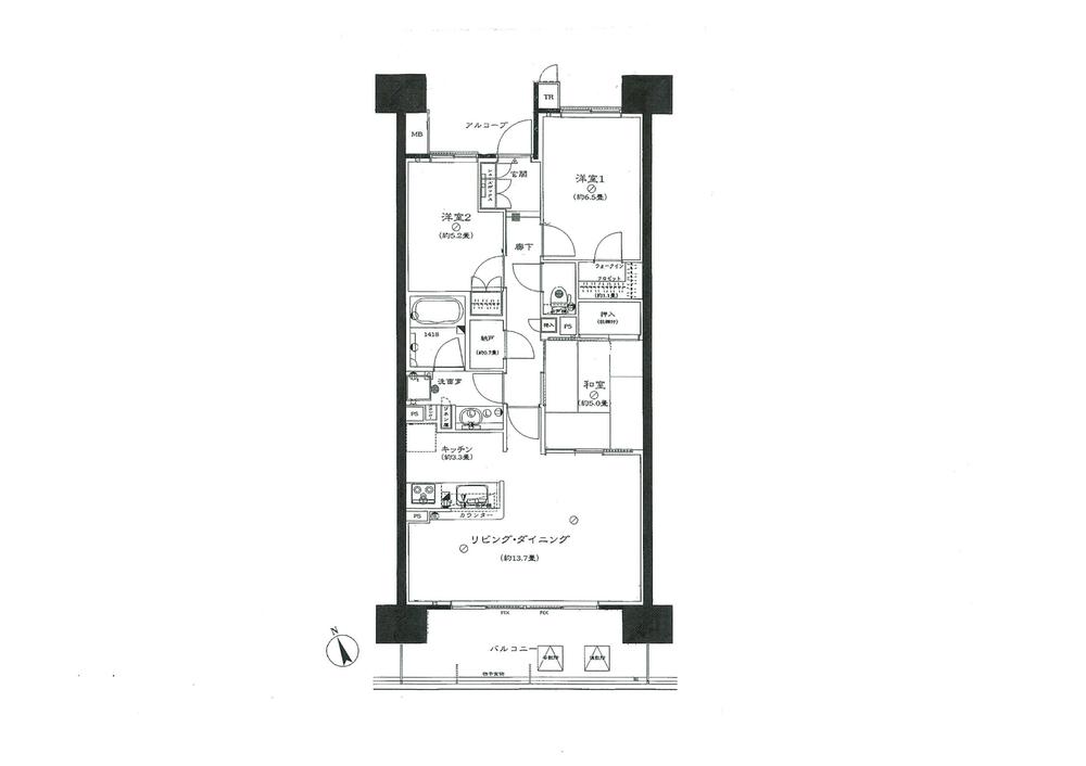 Floor plan. 3LDK, Price 32,800,000 yen, Occupied area 76.04 sq m , Balcony area 12.6 sq m