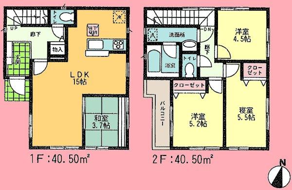 Floor plan. (Building 2), Price 31,800,000 yen, 4LDK, Land area 100.26 sq m , Building area 81 sq m