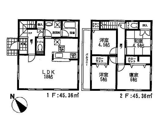 Floor plan. 42,500,000 yen, 4LDK, Land area 126.06 sq m , Building area 90.72 sq m floor plan
