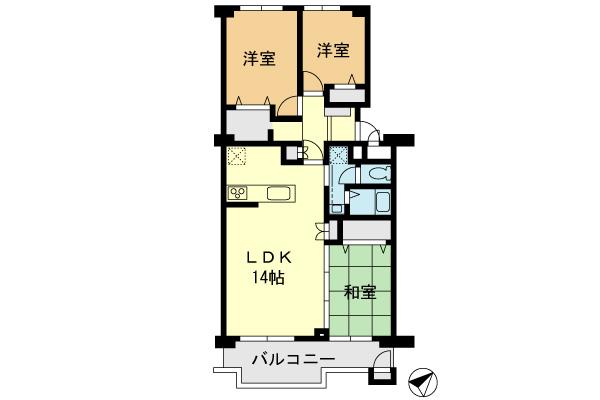 Floor plan. 3LDK, Price 26,900,000 yen, Occupied area 70.25 sq m , Balcony area 8.7 sq m