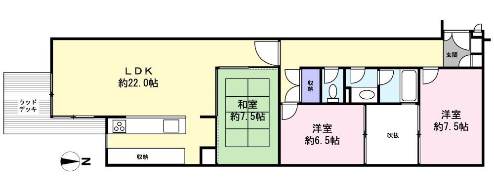 Floor plan. 3LDK, Price 31,800,000 yen, Occupied area 90.69 sq m