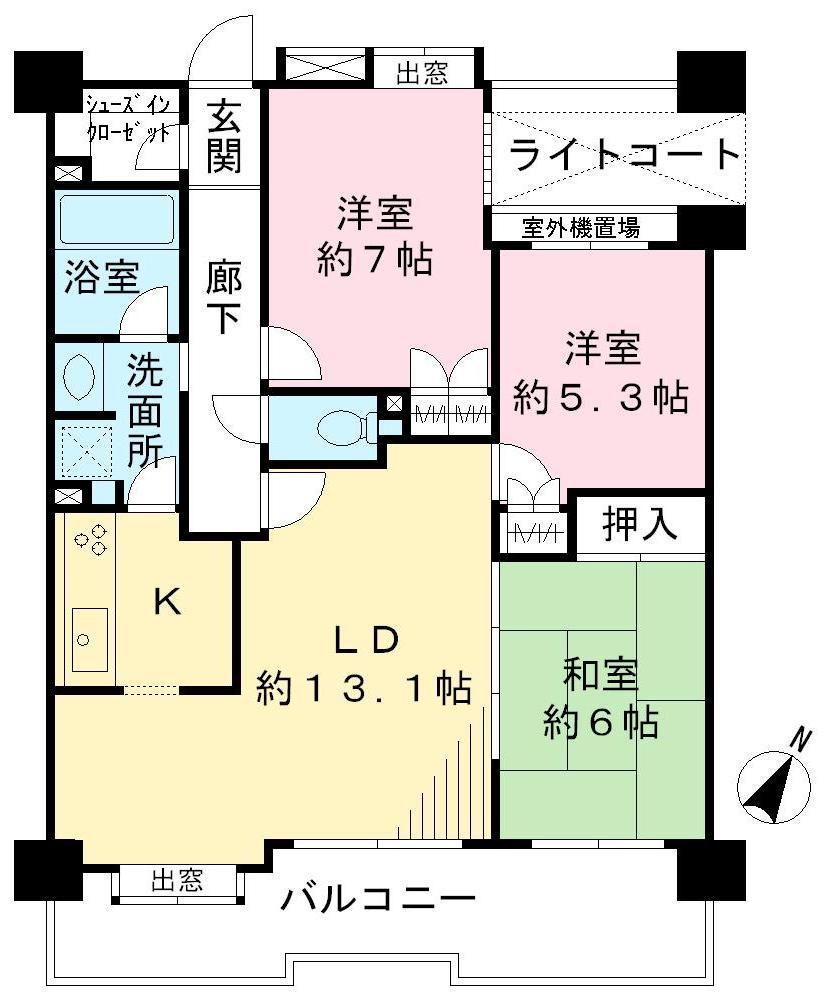 Floor plan. 3LDK, Price 32,800,000 yen, Occupied area 75.12 sq m , Balcony area 11.78 sq m