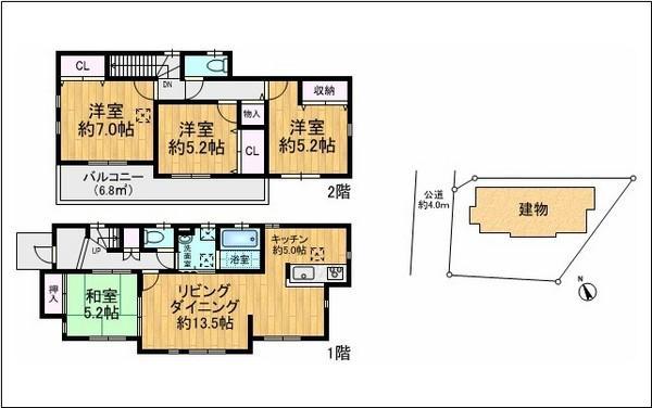 Floor plan. 43,800,000 yen, 4LDK, Land area 146.59 sq m , Building area 100.19 sq m