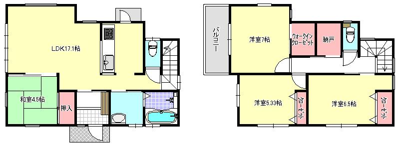 Floor plan. (No.3), Price 36,800,000 yen, 4LDK+S, Land area 172 sq m , Building area 98.54 sq m