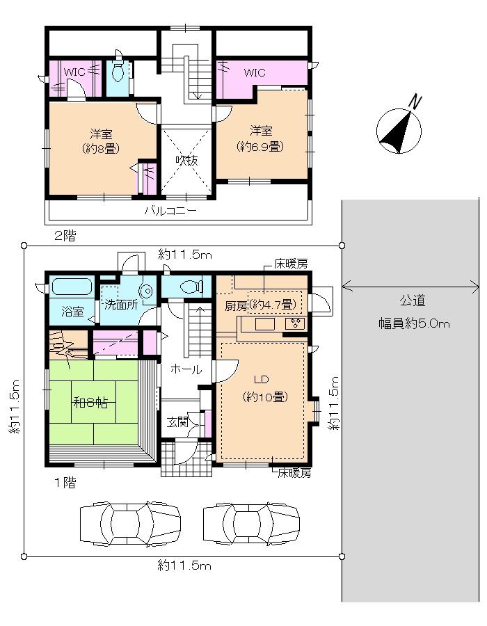 Floor plan. 41,800,000 yen, 3LDK + 2S (storeroom), Land area 133 sq m , Building area 107.25 sq m