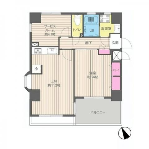 Floor plan. 1LDK + S (storeroom), Price 16.8 million yen, Footprint 51.9 sq m , Balcony area 5.6 sq m
