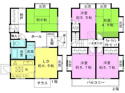 Floor plan. 34,800,000 yen, 5LDK, Land area 109.11 sq m , Building area 87.27 sq m