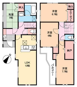 Floor plan. 39,800,000 yen, 4LDK, Land area 87.26 sq m , Building area 91.52 sq m