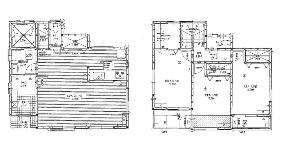 Floor plan. Price 37,800,000 yen, 3LDK, Land area 103.68 sq m , Building area 98.12 sq m