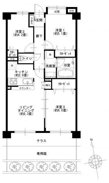 Floor plan. 4LDK, Price 21.9 million yen, Occupied area 60.12 sq m