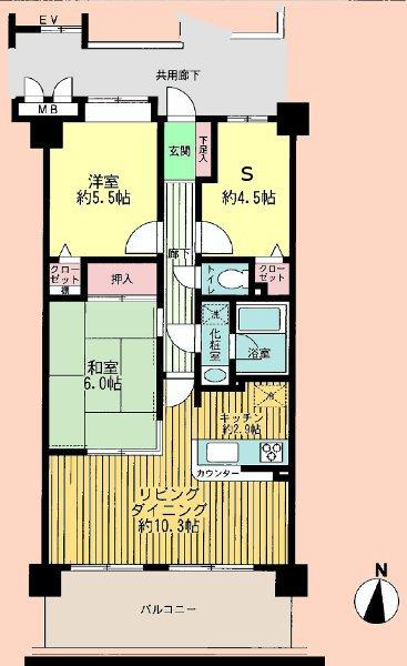 Floor plan. 3LDK, Price 15.8 million yen, Occupied area 63.13 sq m , Balcony area 11.8 sq m