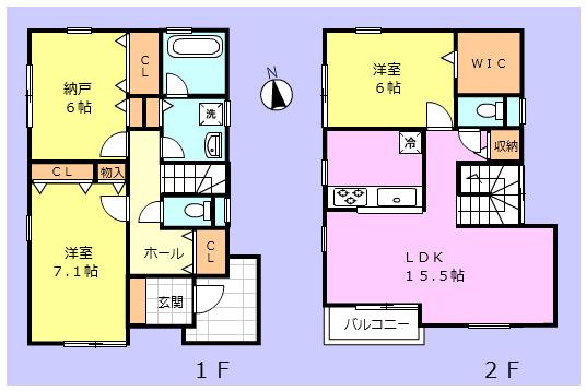 Floor plan. 26,800,000 yen, 2LDK + S (storeroom), Land area 108.12 sq m , Building area 89.42 sq m floor plan