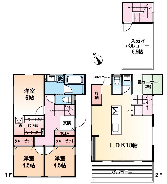 Floor plan. 58,800,000 yen, 3LDK + 3S (storeroom), Land area 132.22 sq m , Building area 93.57 sq m