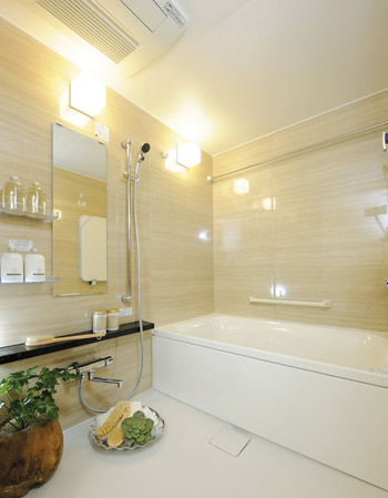Bathing-wash room.  [Bathroom] The bathtub, It adopted a warm bath with enhanced thermal insulation. 2.5 ℃ for 4 hours only not cool the hot water temperature, You can save the Reheating and adding hot water.