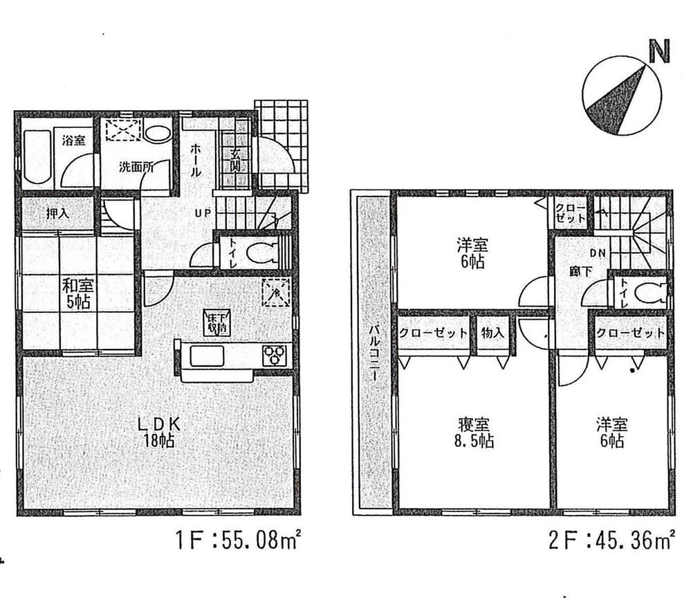 Floor plan. ((2) Building), Price 45,800,000 yen, 4LDK, Land area 181.85 sq m , Building area 100.44 sq m