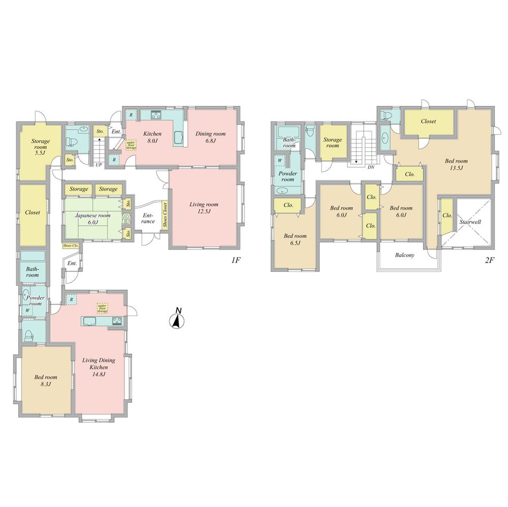 Floor plan. 140 million yen, 6LLDDKK, Land area 475.53 sq m , Building area 262.4 sq m