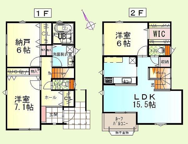 Floor plan. 26,800,000 yen, 2LDK + S (storeroom), Land area 108.12 sq m , Building area 89.42 sq m