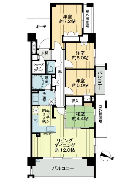 Floor plan. 4LDK, Price 39,800,000 yen, Occupied area 85.86 sq m , Balcony area 12.6 sq m