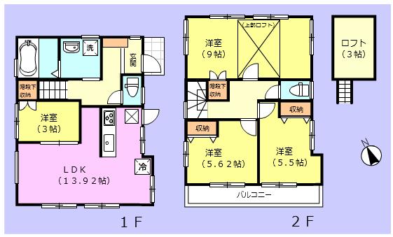 Floor plan. 36,800,000 yen, 4LDK + S (storeroom), Land area 109.37 sq m , Building area 86.11 sq m floor plan
