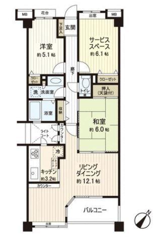 Floor plan. 2LDK+S, Price 24,800,000 yen, Occupied area 71.98 sq m , Balcony area 5.59 sq m