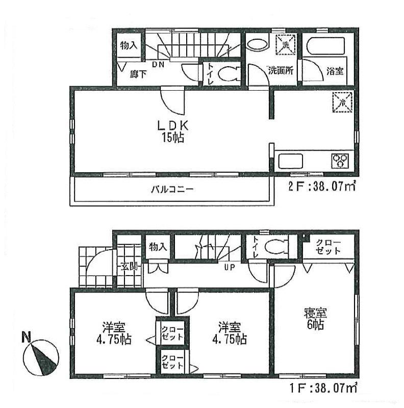 Floor plan. 32,800,000 yen, 3LDK, Land area 99.4 sq m , Spacious floor plan of the building area 76.14 sq m 3LDK