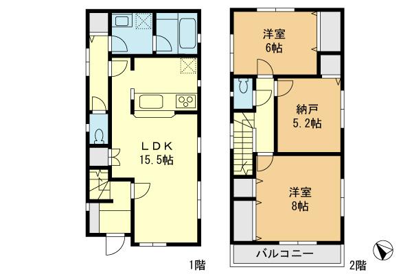 Floor plan. 36,800,000 yen, 2LDK+S, Land area 106.23 sq m , Building area 84.23 sq m