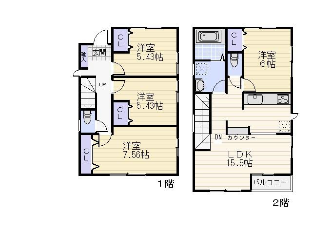 Floor plan. 34,800,000 yen, 4LDK, Land area 121.33 sq m , Building area 90.67 sq m