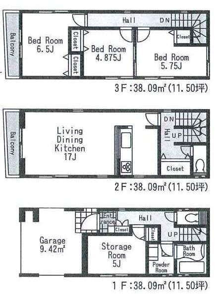 Floor plan. 33,800,000 yen, 3LDK + S (storeroom), Land area 57.18 sq m , Building area 114.27 sq m
