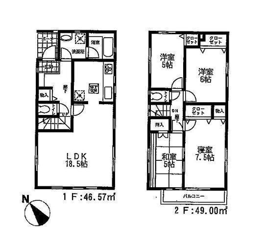Floor plan. 41,800,000 yen, 4LDK, Land area 137.19 sq m , Building area 95.57 sq m floor plan