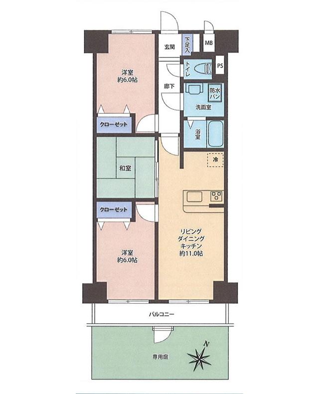 Floor plan. 3LDK, Price 17.8 million yen, Footprint 61.6 sq m , Balcony area 5.6 sq m