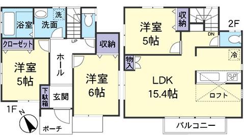 Floor plan. 38,800,000 yen, 3LDK + S (storeroom), Land area 100 sq m , Building area 80 sq m