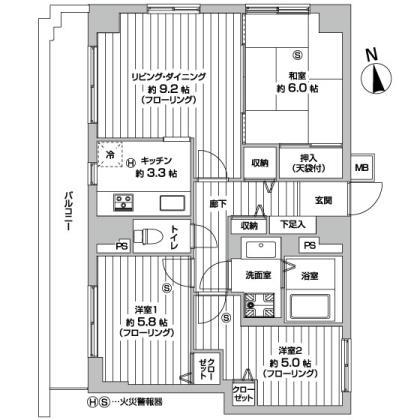 Floor plan. 3LDK, Price 18,800,000 yen, Footprint 67.9 sq m , Balcony area 13.91 sq m
