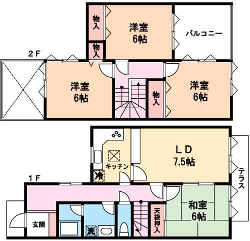 Floor plan. 4LDK, Price 32,800,000 yen, Footprint 92 sq m , Balcony area 11.34 sq m