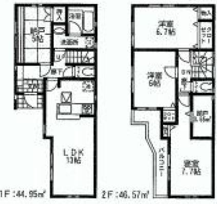 Floor plan. (Building 2), Price 36,800,000 yen, 3LDK+S, Land area 83.91 sq m , Building area 91.52 sq m
