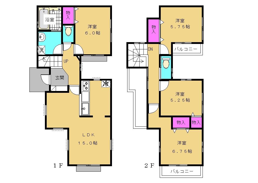 Floor plan. (Iris veil part2), Price 39,800,000 yen, 4LDK, Land area 126.57 sq m , Building area 90.25 sq m