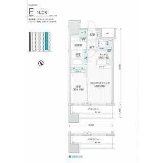 Floor plan. 1LDK, Price 18,800,000 yen, Occupied area 37.52 sq m , Balcony area 6.81 sq m