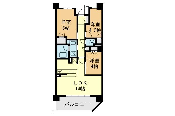 Floor plan. 3LDK, Price 28,900,000 yen, Footprint 62.6 sq m , Balcony area 10.3 sq m