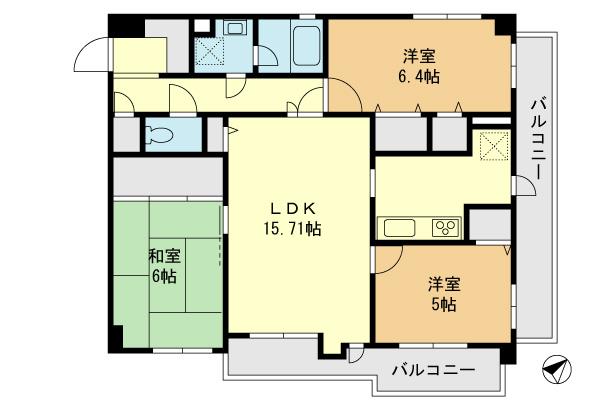 Floor plan. 3LDK, Price 25,300,000 yen, Occupied area 73.77 sq m , Balcony area 13.91 sq m